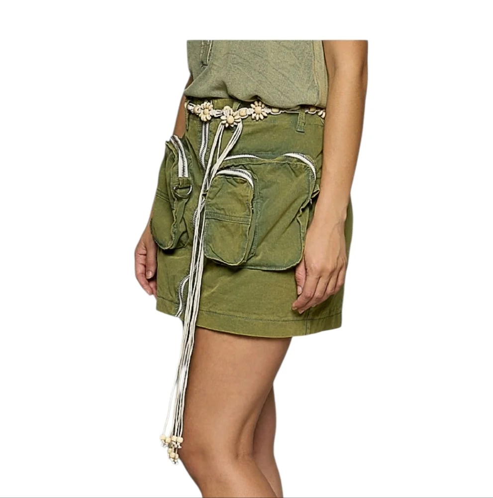 Pol Olive Green Women's Utility Mini Skirt, New. S,M,L - Picture 2 of 4